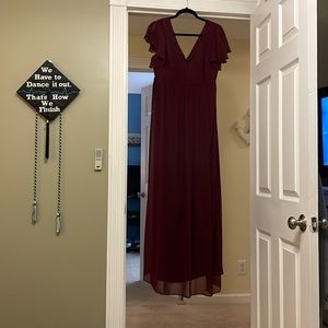 Beautiful burgundy bridesmaid dress.